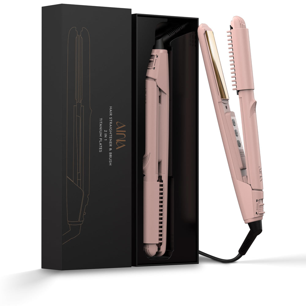 AINA Hair Straightener Comb with titanium plates for smooth, tangle-free styling.