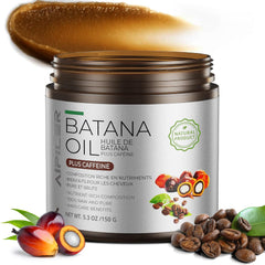 AIPILER Batana Oil bottle closeup showing pure ingredients for stronger, shinier hair.