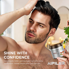 AIPILER Batana Oil being applied by hands for frizz control and smoother strands.