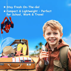 Air-Val Marvel Spider-Man kids cologne hero logo closeup for brand recognition.