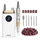 AIRSEE nail drill compact design showcases ergonomic aluminum handle for precise shaping