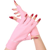 AirSee Premium UPF50 gloves pink front view protect hands during gel manicures