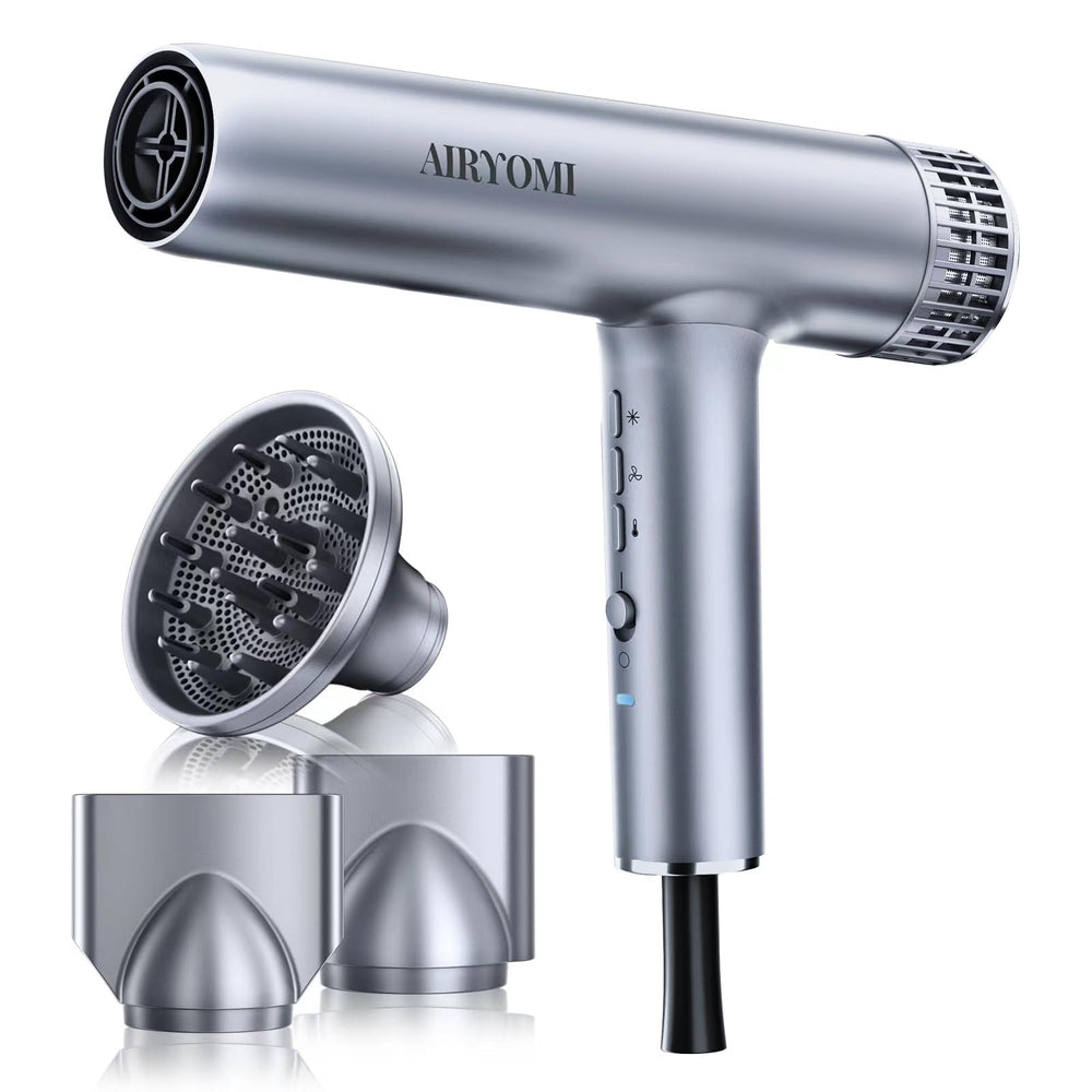 Airyomi hair dryer motor delivers powerful brushless airflow for faster, smoother drying.
