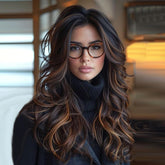 Aisaide long wavy layered wig 24 inch in ombre brown for fuller hair