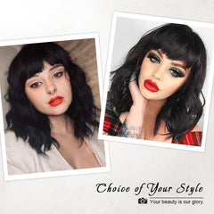 AISI HAIR Bob Curly Wig 14 inch length for easy daily styling