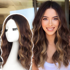 AISI HAIR highlights brown wig 18in for easy daily styling