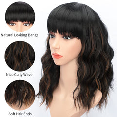 AISI HAIR wavy bob bangs breathable net cap ensures comfortable all-day wear