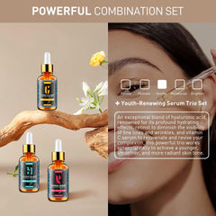 Aiwei facial serum set hyaluronic-acid bottle emphasizes deep hydration and smoother texture