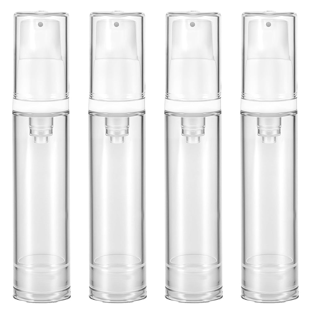 Aiyorse 4pc travel airless pump bottle set—compact 10ml containers for on-the-go skincare.