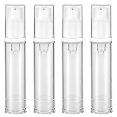 Aiyorse 4pc travel airless pump bottle set—compact 10ml containers for on-the-go skincare.