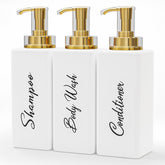 Akalin refillable shampoo bottle 16oz in white-gold, compact for organized shower storage.
