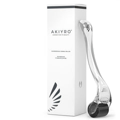 AKIYRO Derma Roller 0.30mm needle close-up aids skincare product absorption.