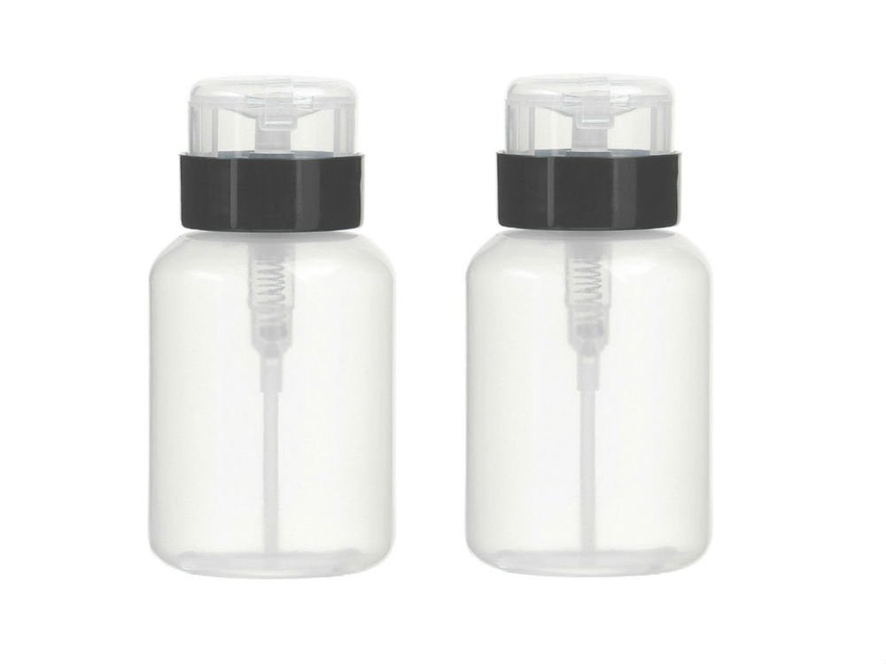 AKOAK push-down pump bottle 200ml with black top cap for mess-free nail art prep.