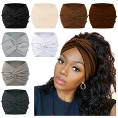AKTVSHOW 7inch wide headband with twist-front-knot for stylish workouts.