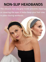 AKTVSHOW Sweat Bands Headbands adjustable fit shown on head for comfortable exercise