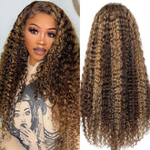 AKUZO 13x6 ombre honey blonde deep wave front wig for natural seamless lace blending
