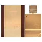 Al Haramain Amber Oud Gold Edition bottle front shows a warm amber-vanilla scent profile.