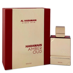 Al Haramain Amber Oud Rouge bottle side view showcasing premium packaging for gifting.