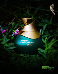 Al Haramain Detour Eco heart notes close-up, saffron and praline add warmth.
