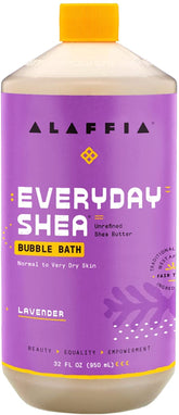 Alaffia Lavender Bubble Bath bottle offers calming cleansing for a relaxing soak.