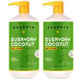 Alaffia Everyday Coconut Lotion bottle front shows the hydrating formula for daily moisture.