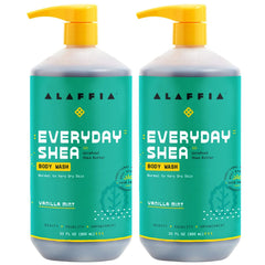 Alaffia Everyday Shea Body Wash Vanilla Mint bottle delivers refreshing cleanse and nourishes skin