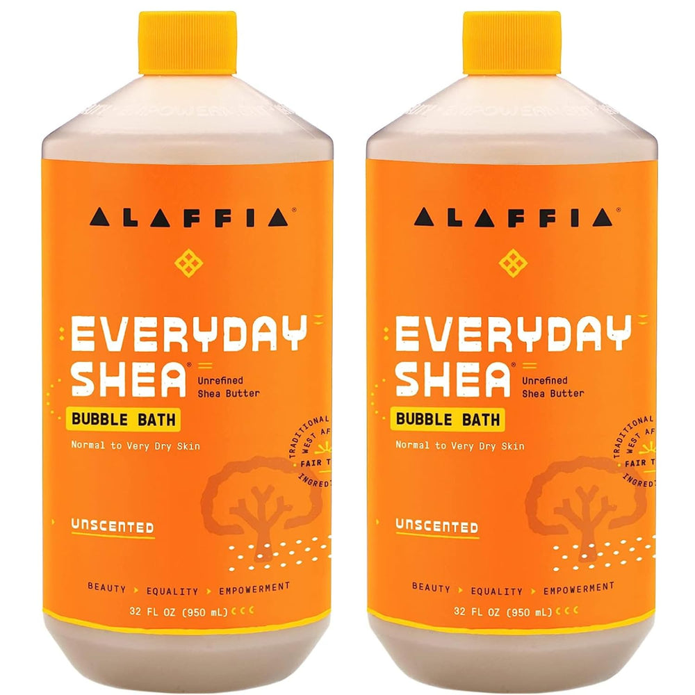 Alaffia Everyday Shea Bubble Bath unscented bubbles for gentle cleansing and skin care.