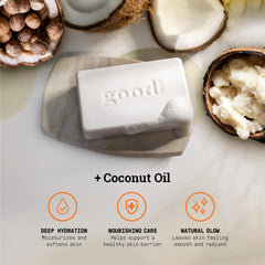 Alaffia Good Soap Lavender travel-size image suggests convenient on-the-go cleansing.