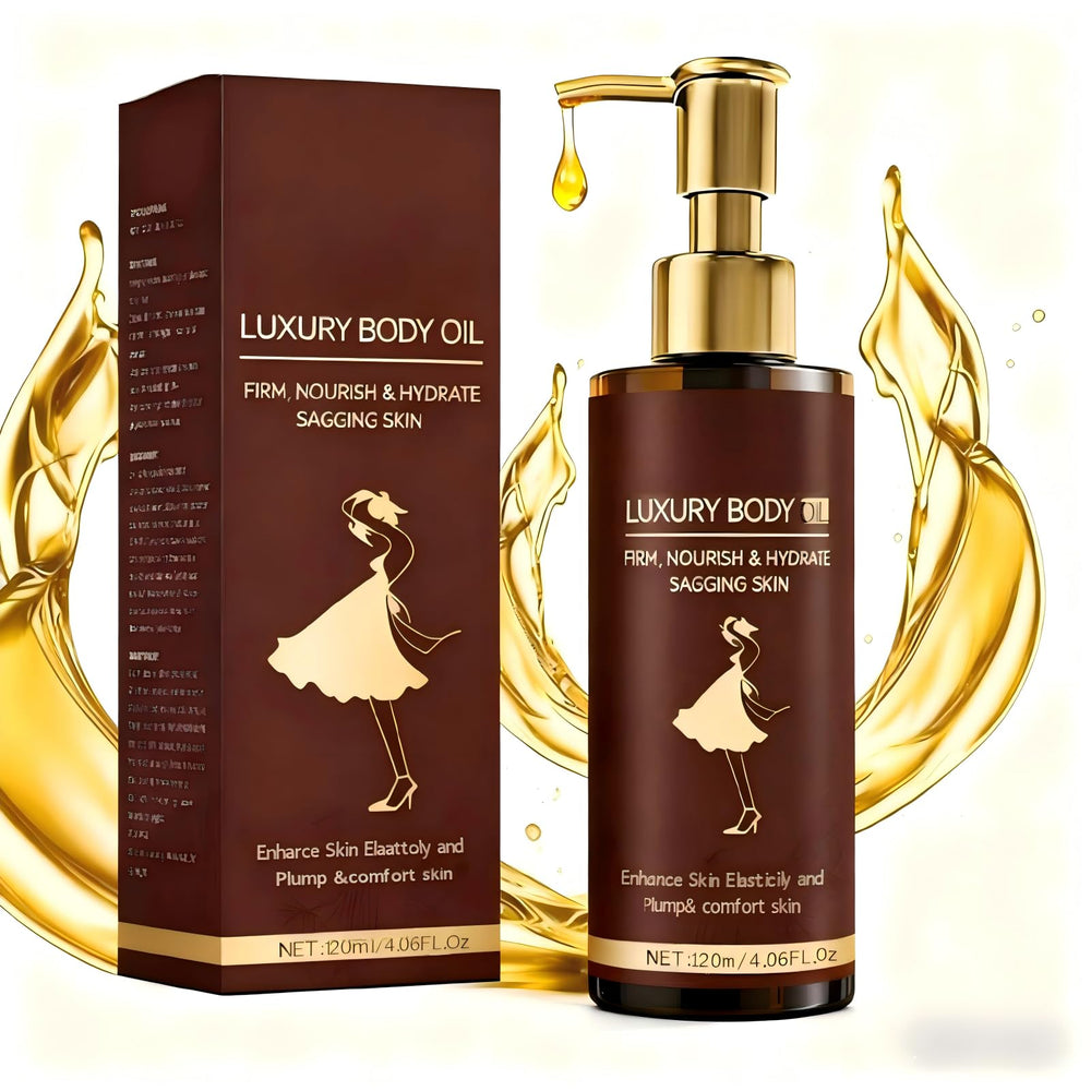 ALAOW Luxury Body Firming Oil bottle demonstrates premium hydration and quick absorption.