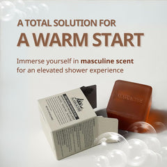 Alaskacube Deo Wood shower bar sandalwood-scent emphasizes woody notes and lasting fragrance.
