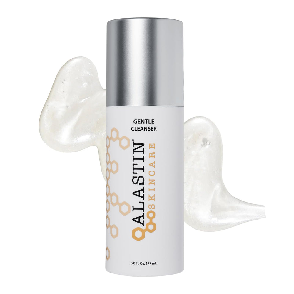 Alastin Skincare Gentle Cleanser foaming gel bottle offers a hydrating daily cleanse for dry skin.