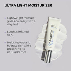 ALASTIN Ultra Light texture swatch highlights breathable cream for morning routines.