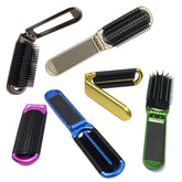 ALAZCO folding hair brush open shows full-size styling in a compact form for travel.