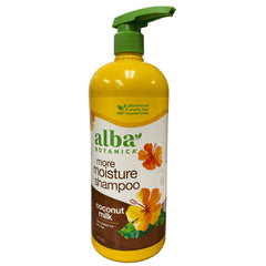 Alba Botanica More Moisture Shampoo coconut milk pour suggests instant hydration for dry hair.