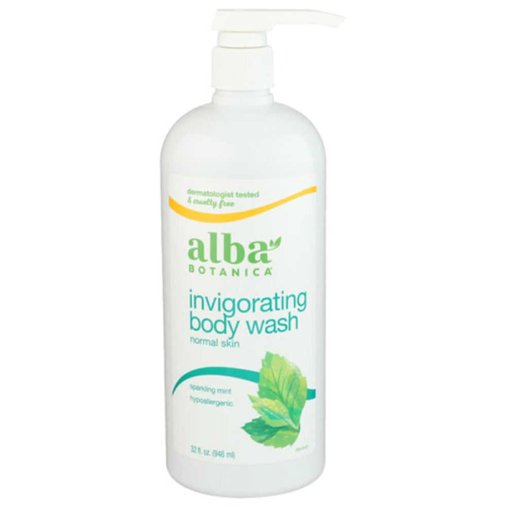 Alba Botanica Sparkling Mint bath gel bottle for refreshing cleanse and moisturized skin
