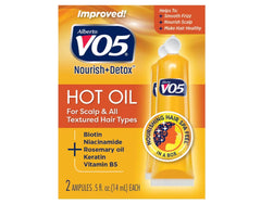 Alberto VO5 Hot Oil Therapy bottle front view shows hydration for dry hair
