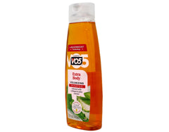 Alberto VO5 Extra Body Shampoo color-treated hair image suggests glow and shine