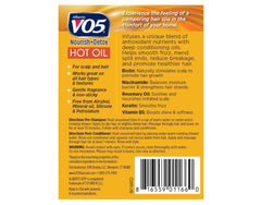 Alberto VO5 Hot Oil application on damp hair delivers conditioning from roots to ends.
