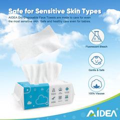 AIDEA AlDEA face towels single wipe close-up highlights soft, skin-safe cleansing.