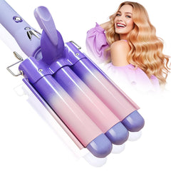 Aleath 3-barrel curling iron purple front view for natural-looking curls