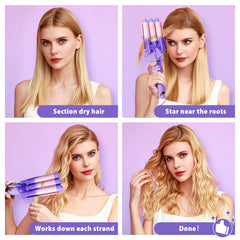 Aleath 3-barrel curling iron purple side view showing versatile styling