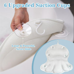 Aleponna bath pillow six suction cups keep your pillow securely in place.