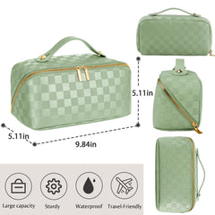 ALEXTINA travel cosmetic bag compartments display two roomy sections for organized essentials.
