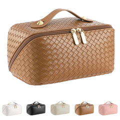 ALEXTINA travel cosmetic bag outside shows durable PU leather for chic organization