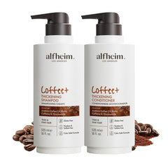 ALFHEIM Coffee+ Shampoo bottle with rich lather promotes fuller-looking hair