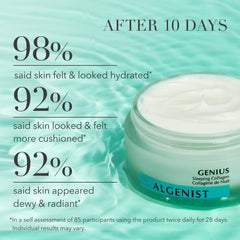 Algenist Genius Sleeping Collagen Night Cream dispense jar for nightly ease.