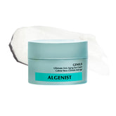 Algenist GENIUS Ultimate Eye Cream bottle close-up showing hydration-ready texture.