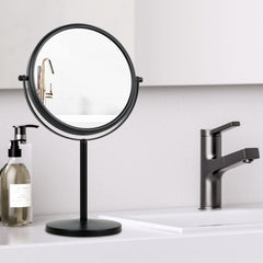 ALHAKIN 8-inch tabletop mirror shows full face for even application.