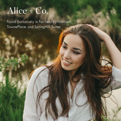 Alice + Co. Hotel amenities display showcasing spa-inspired care.