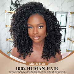 Alididi KinkyCurly Half Wig with drawstring secures fit without glue